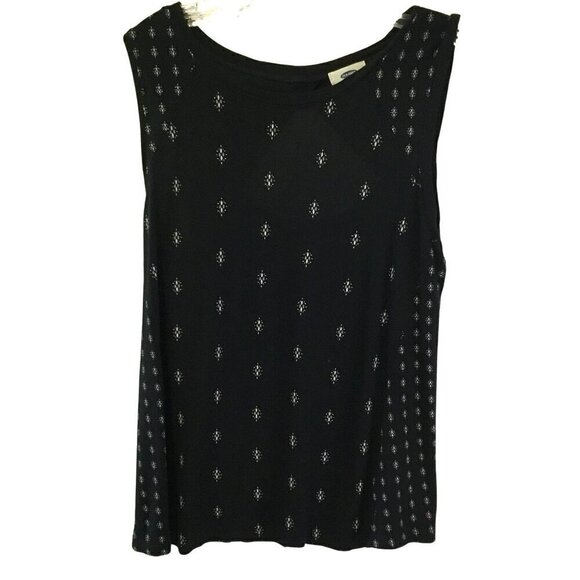 Old Navy Women's Peek-A-Boo Sleeveless Pullover Tank Top Black  White Sz Large - Picture 1 of 10